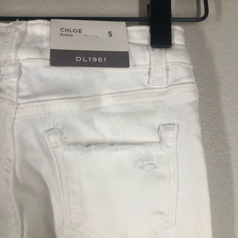 New DL1961 Chloe Ankle Skinny Jeans White Stretch Denim Little Girls Size 5